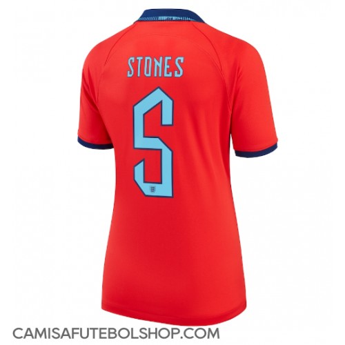 Camisa de time de futebol Inglaterra John Stones #5 Replicas 2º Equipamento Feminina Mundo 2022 Manga Curta